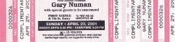 Gary Numan Minneapolis Ticket 2001
